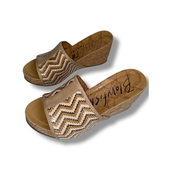 Blowfish Malibu Wedge Sandals Women’s 8 Cork Platform Slip On Coastal Cowgirl - Picture 9 of 16
